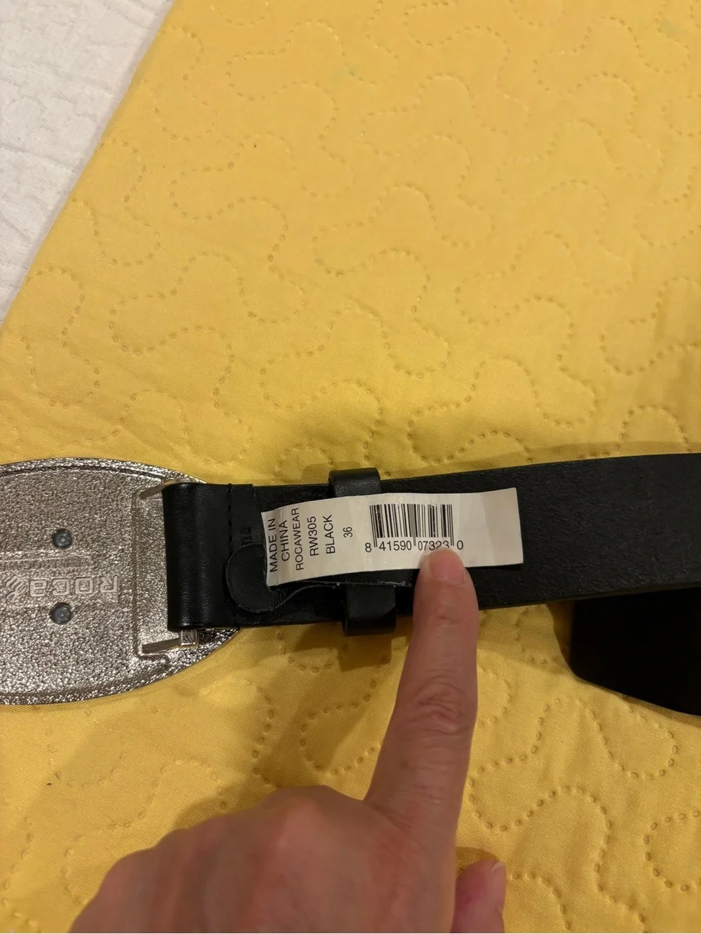 Vintage Black Belt with Silver Oval Emblem Buckle